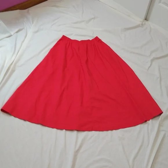 Vintage 60s Skirt Country Suburbans Red High Waist Rustic Khaki Full Size 8 NWT - Picture 5 of 8